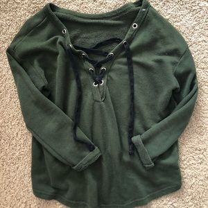 Dark Green tie up sweater